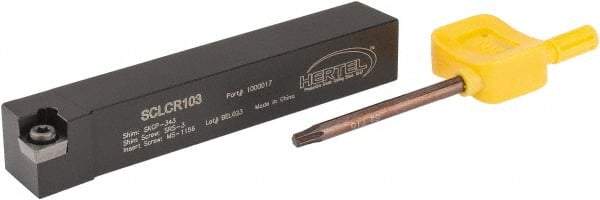Hertel - SCLC, Right Hand Cut, 5° Lead Angle, 5/8" Shank Height x 5/8" Shank Width, Neutral Rake Indexable Turning Toolholder - 4" OAL, CC..32.5. Insert Compatibility, Series Screw-Type - Apex Tool & Supply