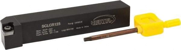 Hertel - SCLC, Right Hand Cut, 5° Lead Angle, 3/4" Shank Height x 3/4" Shank Width, Neutral Rake Indexable Turning Toolholder - 4-1/2" OAL, CC..32.5. Insert Compatibility, Series Screw-Type - Apex Tool & Supply