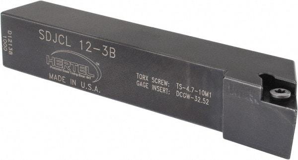Hertel - SDJC, Left Hand Cut, 3° Lead Angle, 3/4" Shank Height x 3/4" Shank Width, Neutral Rake Indexable Turning Toolholder - 4-1/2" OAL, DC..32.5. Insert Compatibility, Series Screw-Type - Apex Tool & Supply