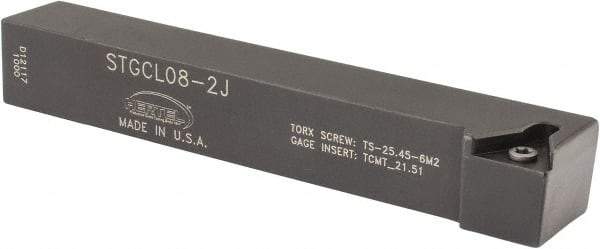 Hertel - STGC, Left Hand Cut, 3° Lead Angle, 1/2" Shank Height x 1/2" Shank Width, Neutral Rake Indexable Turning Toolholder - 3-1/2" OAL, TC..21.5. Insert Compatibility, Series Screw-Type - Apex Tool & Supply