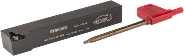 Hertel - STGC, Right Hand Cut, 3° Lead Angle, 1/2" Shank Height x 1/2" Shank Width, Neutral Rake Indexable Turning Toolholder - 3-1/2" OAL, TC..21.5. Insert Compatibility, Series Screw-Type - Apex Tool & Supply