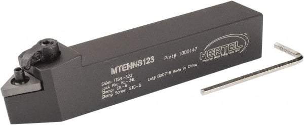 Hertel - MTEN, Neutral Cut, 0° Lead Angle, 3/4" Shank Height x 3/4" Shank Width, Negative Rake Indexable Turning Toolholder - 4-1/2" OAL, TN..33. Insert Compatibility, Series Multi-Option - Apex Tool & Supply