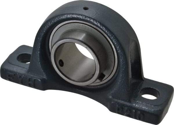 Value Collection - 1-15/16" ID, 4-7/16" OAW x 8-1/8" OAL x 4-7/16" OAH High Temperature Ball Bearing Pillow Block - 5,120 Lb Static Cap, 7,700 Lb Dyn Cap, 6-1/4" Btw Mnt Hole Ctrs, 2-1/4" Base-to-Ctr Ht, Cast Iron - Apex Tool & Supply