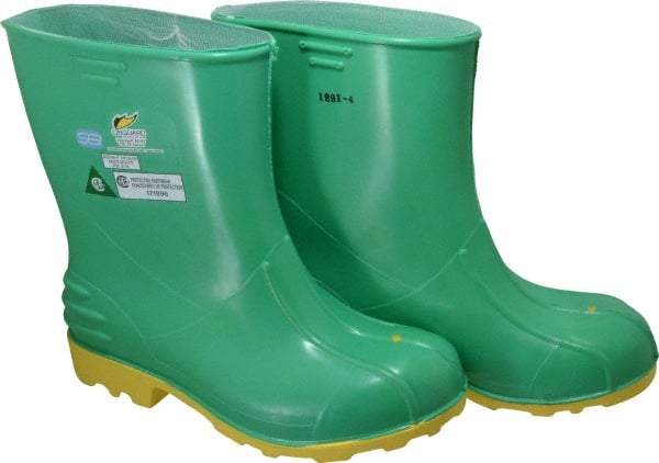 Dunlop Protective Footwear - Men's Size 9-10 Medium Width Steel Knee Boot - Green, PVC Upper, 11" High, Chemical Resistant, Non-Slip - Apex Tool & Supply