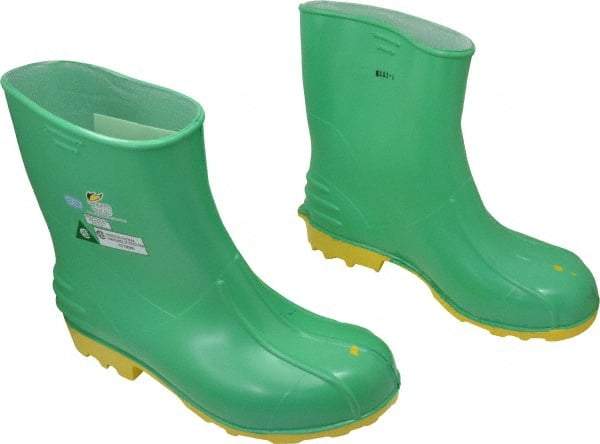 Dunlop Protective Footwear - Men's Size 13-15 Medium Width Steel Knee Boot - Green, PVC Upper, 11" High, Chemical Resistant, Non-Slip - Apex Tool & Supply