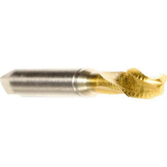 Emuge - 1/4-20 UNC 3 Flute 2BX Modified Bottoming Spiral Flute Tap - Cobalt, TiN Finish, 3.15" OAL, Right Hand Flute, Right Hand Thread, Series Rekord D - Apex Tool & Supply