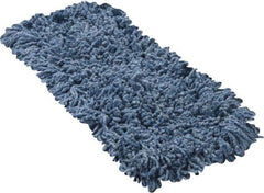 Rubbermaid - 18" Long x 5" Wide Yarn Blend Dust Mop Head - Slip-On/Slip-Through Backing, Blue, Twisted Loop Head - Apex Tool & Supply