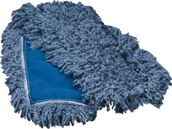 Rubbermaid - 36" Long x 5" Wide Yarn Blend Dust Mop Head - Slip-On/Slip-Through Backing, Blue, Twisted Loop Head - Apex Tool & Supply