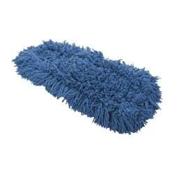 Rubbermaid - 18" Long x 5" Wide Synthetic Dust Mop Head - Slip-On/Slip-Through Backing, Blue, Twisted Loop Head - Apex Tool & Supply