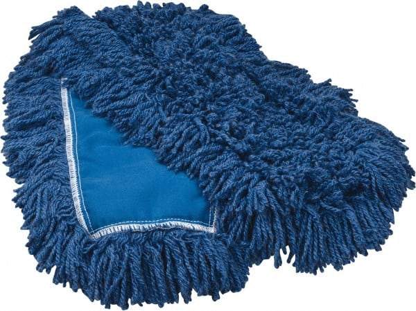 Rubbermaid - 36" Long x 5" Wide Synthetic Dust Mop Head - Slip-On/Slip-Through Backing, Blue, Twisted Loop Head - Apex Tool & Supply