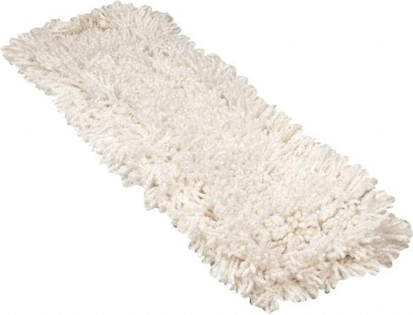 Rubbermaid - 24" Long x 5" Wide Cotton Yarn Dust Mop Head - Slip-On/Slip-Through Backing, White, Twisted Loop Head - Apex Tool & Supply