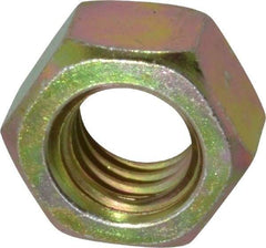Value Collection - 7/16-14 UNC Steel Right Hand Hex Nut - 11/16" Across Flats, 3/8" High, Zinc Yellow Dichromate Finish - Apex Tool & Supply