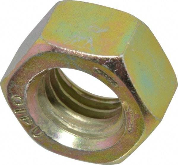 Value Collection - 9/16-12 UNC Steel Right Hand Hex Nut - 7/8" Across Flats, 31/64" High, Zinc Yellow Dichromate Finish - Apex Tool & Supply
