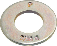 Value Collection - 7/16" Screw, Grade 8 Steel SAE Flat Washer - 15/32" ID x 59/64" OD, 1/16" Thick, Zinc Yellow Dichromate Finish - Apex Tool & Supply