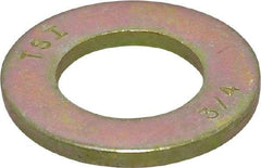 Value Collection - 3/4" Screw, Grade 8 Steel SAE Flat Washer - 13/16" ID x 1-1/2" OD, 9/64" Thick, Zinc Yellow Dichromate Finish - Apex Tool & Supply