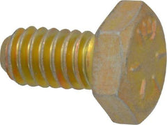 Made in USA - 1/4-20 UNC, 1/2" Length Under Head Hex Head Cap Screw - Fully Threaded, Grade 8 Alloy Steel, Zinc Yellow Dichromate Finish, 7/16" Hex - Apex Tool & Supply