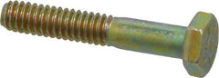 Made in USA - 1/4-20 UNC, 1-1/2" Length Under Head Hex Head Cap Screw - Partially Threaded, Grade 8 Alloy Steel, Zinc Yellow Dichromate Finish, 7/16" Hex - Apex Tool & Supply