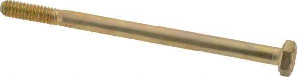 Made in USA - 1/4-20 UNC, 4" Length Under Head Hex Head Cap Screw - Partially Threaded, Grade 8 Alloy Steel, Zinc Yellow Dichromate Finish, 7/16" Hex - Apex Tool & Supply