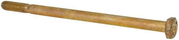 Made in USA - 1/4-20 UNC, 4-1/2" Length Under Head Hex Head Cap Screw - Partially Threaded, Grade 8 Alloy Steel, Zinc Yellow Dichromate Finish, 7/16" Hex - Apex Tool & Supply