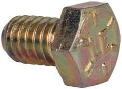 Made in USA - 5/16-18 UNC, 1/2" Length Under Head Hex Head Cap Screw - Fully Threaded, Grade 8 Alloy Steel, Zinc Yellow Dichromate Finish, 1/2" Hex - Apex Tool & Supply
