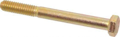 Made in USA - 5/16-18 UNC, 3" Length Under Head Hex Head Cap Screw - Partially Threaded, Grade 8 Alloy Steel, Zinc Yellow Dichromate Finish, 1/2" Hex - Apex Tool & Supply