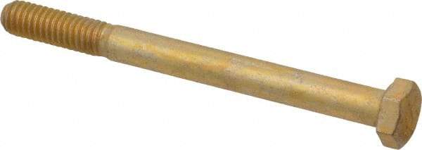 Made in USA - 5/16-18 UNC, 3-1/2" Length Under Head Hex Head Cap Screw - Partially Threaded, Grade 8 Alloy Steel, Zinc Yellow Dichromate Finish, 1/2" Hex - Apex Tool & Supply