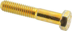 Made in USA - 3/8-16 UNC, 2" Length Under Head Hex Head Cap Screw - Partially Threaded, Grade 8 Alloy Steel, Zinc Yellow Dichromate Finish, 9/16" Hex - Apex Tool & Supply