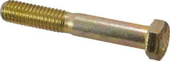 Made in USA - 3/8-16 UNC, 2-1/2" Length Under Head Hex Head Cap Screw - Partially Threaded, Grade 8 Alloy Steel, Zinc Yellow Dichromate Finish, 9/16" Hex - Apex Tool & Supply