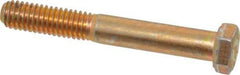 Made in USA - 3/8-16 UNC, 2-3/4" Length Under Head Hex Head Cap Screw - Partially Threaded, Grade 8 Alloy Steel, Zinc Yellow Dichromate Finish, 9/16" Hex - Apex Tool & Supply