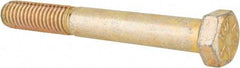 Made in USA - 3/8-16 UNC, 3" Length Under Head Hex Head Cap Screw - Partially Threaded, Grade 8 Alloy Steel, Zinc Yellow Dichromate Finish, 9/16" Hex - Apex Tool & Supply