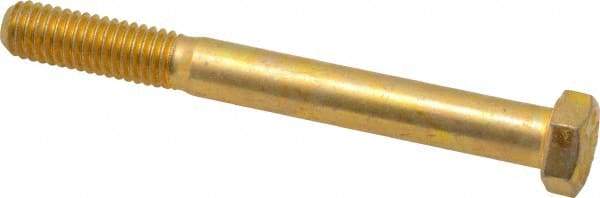 Made in USA - 3/8-16 UNC, 3-1/2" Length Under Head Hex Head Cap Screw - Partially Threaded, Grade 8 Alloy Steel, Zinc Yellow Dichromate Finish, 9/16" Hex - Apex Tool & Supply