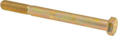 Made in USA - 3/8-16 UNC, 4" Length Under Head Hex Head Cap Screw - Partially Threaded, Grade 8 Alloy Steel, Zinc Yellow Dichromate Finish, 9/16" Hex - Apex Tool & Supply