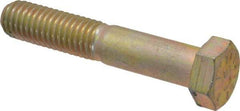 Made in USA - 1/2-13 UNC, 2-3/4" Length Under Head Hex Head Cap Screw - Partially Threaded, Grade 8 Alloy Steel, Zinc Yellow Dichromate Finish, 3/4" Hex - Apex Tool & Supply