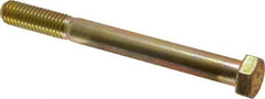 Made in USA - 1/2-13 UNC, 5" Length Under Head Hex Head Cap Screw - Partially Threaded, Grade 8 Alloy Steel, Zinc Yellow Dichromate Finish, 3/4" Hex - Apex Tool & Supply