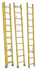 Made in USA - 28' High, Type IAA Rating, Fiberglass Extension Ladder - Apex Tool & Supply