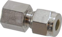 Parker - 1/4" OD, Stainless Steel Female Connector - -425 to 1,200°F, 9/16" Hex, Comp x FNPT Ends - Apex Tool & Supply
