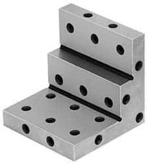 Suburban Tool - 3" Wide x 2-3/4" Deep x 3" High Steel Precision-Ground Angle Plate - Stepped Plate, Machined Holes on Surface, Open End, 9/16" Thick, Single Plate - Apex Tool & Supply