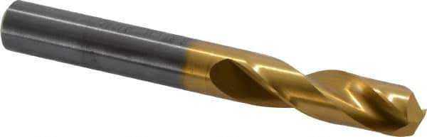 Guhring - 11.19886mm 140° Spiral Flute Solid Carbide Screw Machine Drill Bit - TiN Finish, Right Hand Cut, 47mm Flute Length, 95mm OAL, SU Point, Straight Shank - Apex Tool & Supply