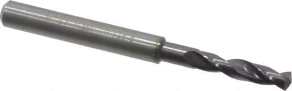 Guhring - #16 140° Spiral Flute Solid Carbide Screw Machine Drill Bit - FIREX Finish, Right Hand Cut, 24mm Flute Length, 66mm OAL, SU Point, Straight Shank - Apex Tool & Supply