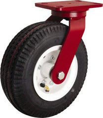 Hamilton - 10" Diam, Rubber Swivel Caster - 480 Lb Capacity, Top Plate Mount, 4-1/2" x 6-1/2" Plate, Tapered Roller Bearing - Apex Tool & Supply
