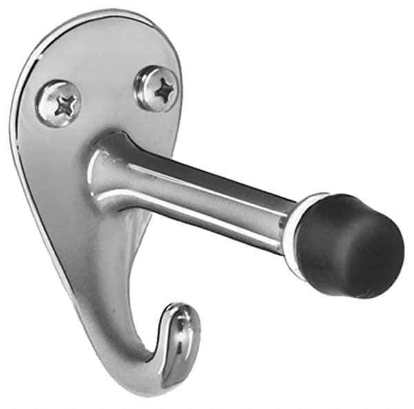 Bradley - 3" Projection Door Stop with Hook - Wall Mount, Chrome Finish - Apex Tool & Supply