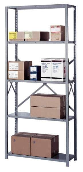 Lyon - 5 Shelf Starter Open Steel Shelving - 600 Lb Capacity, 36" Wide x 84" High x 12" Deep, Gray - Apex Tool & Supply