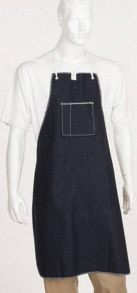 Ansell - 28 x 36" General Purpose Bib Apron - Denim, 14 oz Material, Blue, 1 Pocket, Tie Waist & Neck Strap Closure - Apex Tool & Supply