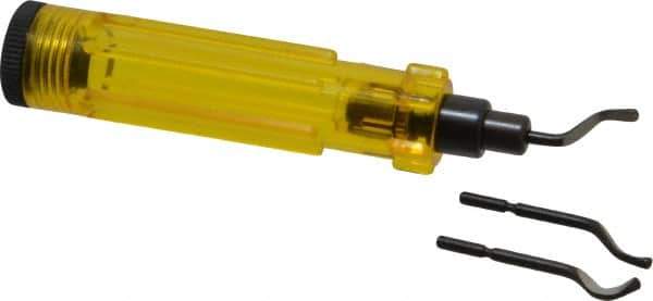 Shaviv - 4 Piece High Speed Steel Blade Hand Deburring Tool Set - E100, E200, E300 Blades, For Hole Edge, Straight Edge - Apex Tool & Supply