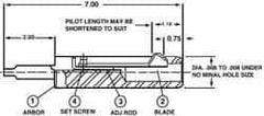 Cogsdill Tool - 1-3/4" Hole, No. 110 Blade, Type C Power Deburring Tool - One Piece, 7" OAL, 1.19" Pilot - Apex Tool & Supply