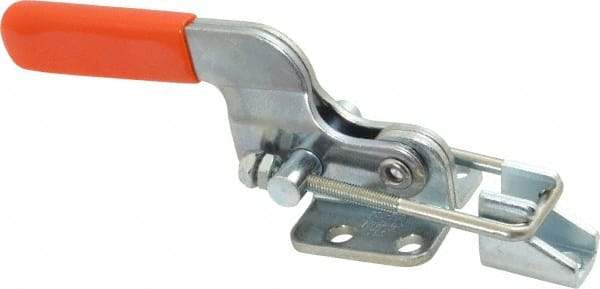 Lapeer - 700 Lb Capacity, Horizontal, U Hook, Flanged Base, Carbon Steel Pull Action Latch Clamp - 1-3/4" Drawing Movement, 5-3/8" OAL, Straight Handle - Apex Tool & Supply