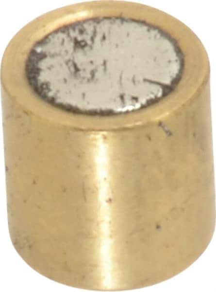 Mag-Mate - 1/4" Diam x 1/4" High, 0.63 Lb Average Pull Force, 1-1/4 Lb Max Pull Force, Neodymium Rare Earth Shielded Magnet - Brass Shield, 0.032" Shielding Wall Thickness - Apex Tool & Supply