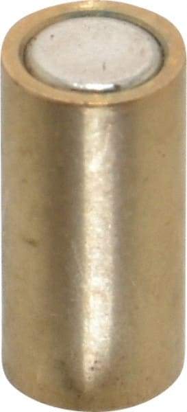Mag-Mate - 1/4" Diam x 1/2" High, 0.75 Lb Average Pull Force, 1-1/2 Lb Max Pull Force, Neodymium Rare Earth Shielded Magnet - Brass Shield, 0.032" Shielding Wall Thickness - Apex Tool & Supply