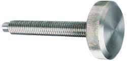 Morton Machine Works - M8x1.25 Knurled Shoulderless Dog Point Tip Grade 300 Stainless Steel Thumb Screw - 1-3/8" OAL, 1-1/8" Head Diam x 3/8" Head Height - Apex Tool & Supply