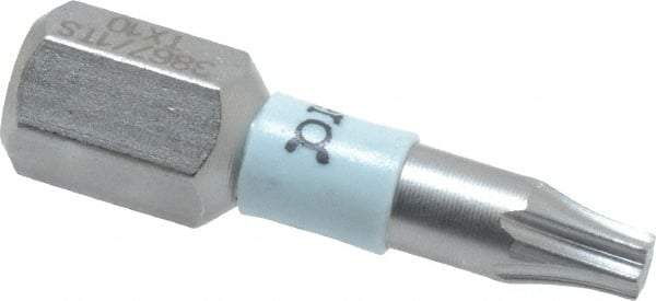 Wera - 1/4" Drive T10 Torx Screwdriver Bit - 1" OAL, Insert Bit - Apex Tool & Supply